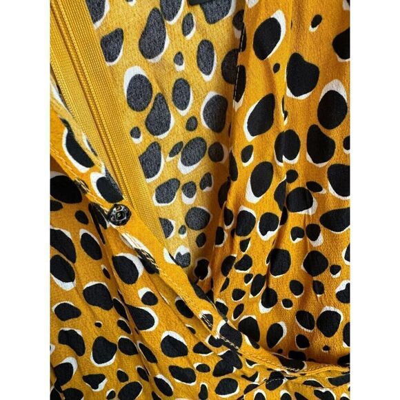 ELOQUII yellow mustard black polka dot faux wrap viscose dress size 24 NWT - Picture 5 of 11